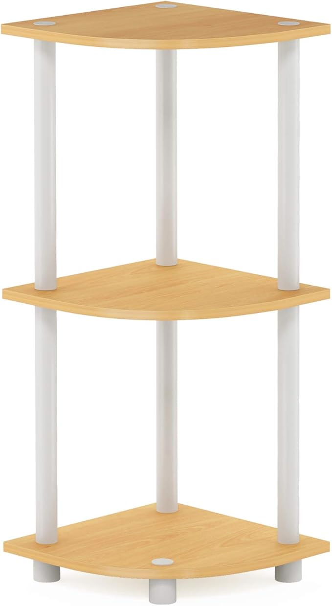 Furinno TURN-N-TUBE Corner Shelf, 3-Tier Corner Bookshelf, Display Storage - Image 6