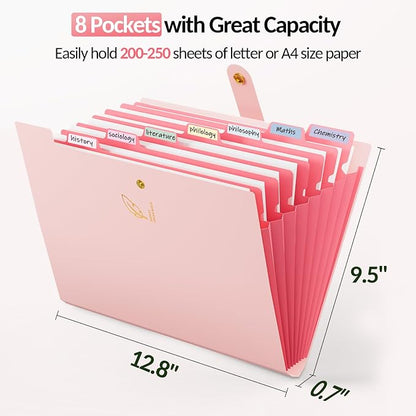 Sooez Aesthetic 8 Pocket Accordion File Organizer, Pastels Expanding File Folder - Image 4