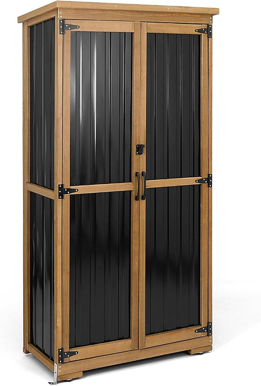 Outdoor Storage Cabinet with Shelves Outside Storage Shed Weather-Resistant by PETSCOSSET