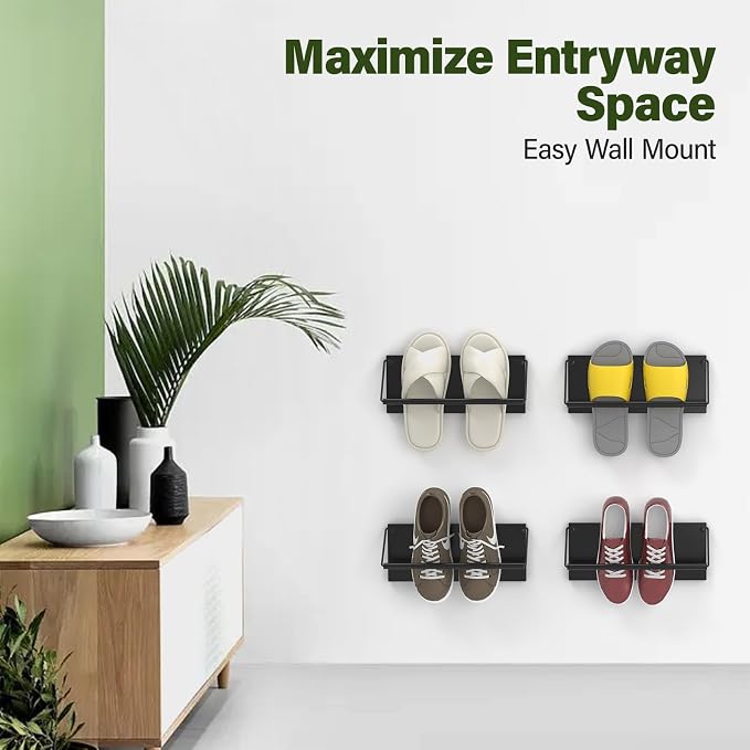 Foldable Wall Mounted Shoe Rack Set of 4, Metal Hanging Shoe Organizer - Image 5