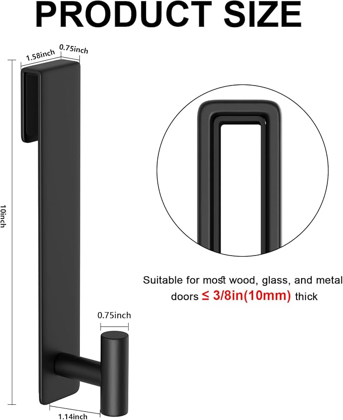 PMMASTO 10 Inch Extended Shower Door Hooks - Image 5