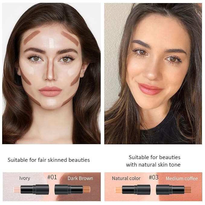 evpct 4 Colors Contour Stick Makeup Set, Cream Concealer Stick Contouring - Image 3