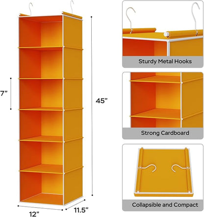 MAX Houser 6-Shelf Hanging Closet Organizer, Hanging Storage Shelves - Image 3