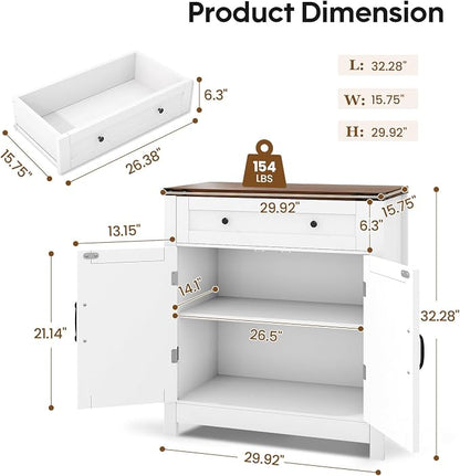 GRUSIGN 30" Coffee Bar Station, Kitchen Sideboard Buffet Cabinet - Image 2