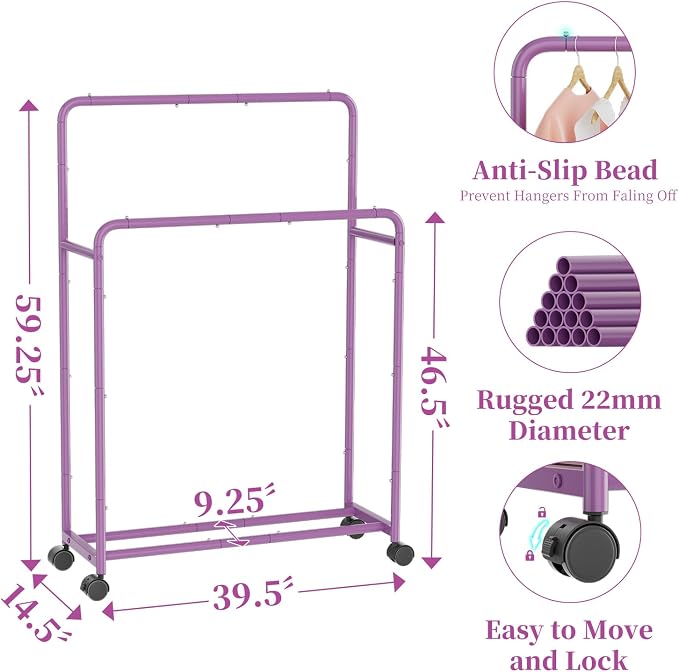 Simple Trending Clothing Clothes Rack Double Rods - Image 5