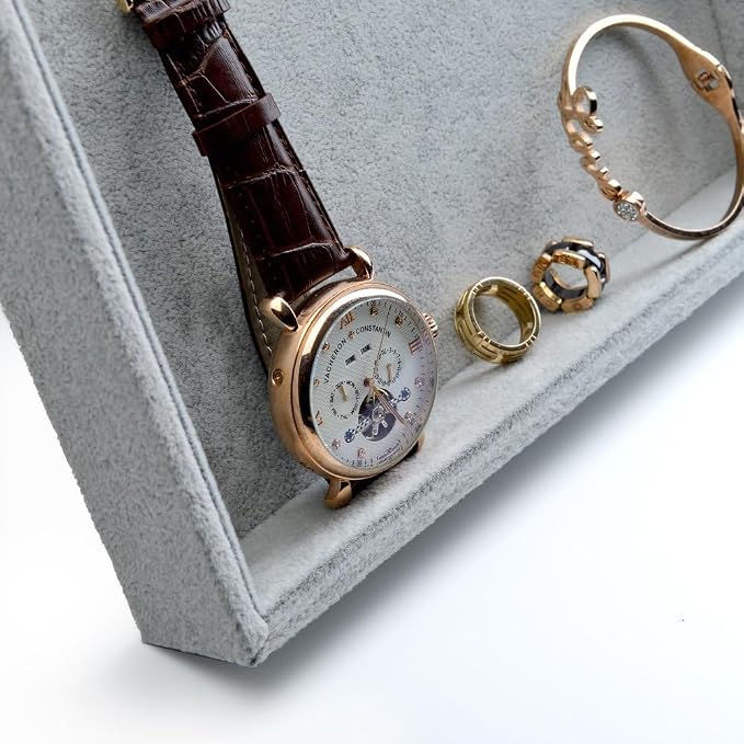 Oirlv Velvet Stackable Jewelry Trays Grids Rings Earrings Bracelet Watch - Image 6