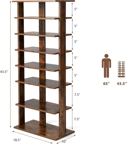 Tangkula 8-Tier Vertical Shoe Rack, Space-Saving Corner Shoe Organizer - Image 2