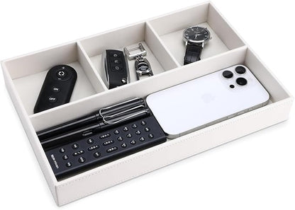 KINGFOM PU Leather Desk Drawer Organizer, 4 Compartment Office Supplies - Image 3