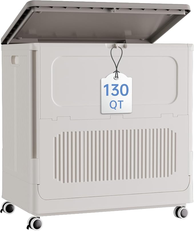 HAIXIN Large Storage Bin with Lid - 130QT Plastic Storage Box with Wheels by HAIXIN