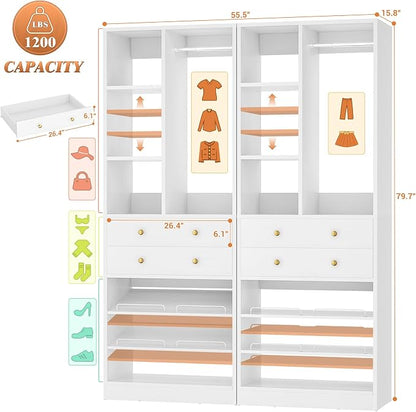Besiost Closet System, 55.6"/4.7 FT Closet Organizer System - Image 3