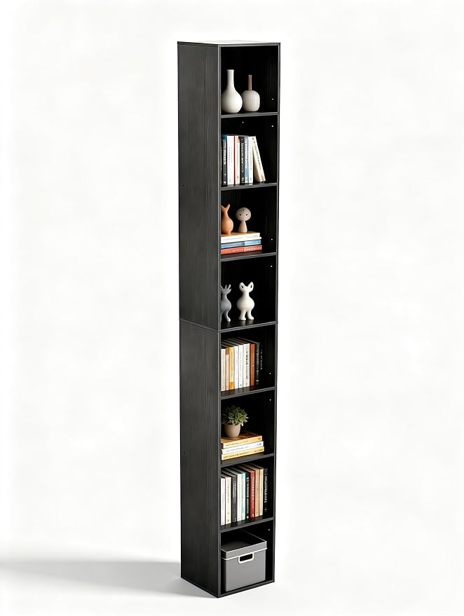 8-Cube Storage Organizer Bookcase, Tall Narrow Bookshelf - Image 7
