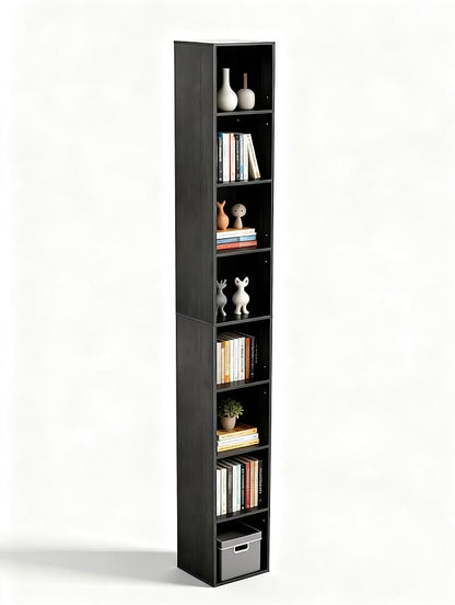 8-Cube Storage Organizer Bookcase, Tall Narrow Bookshelf - Image 7