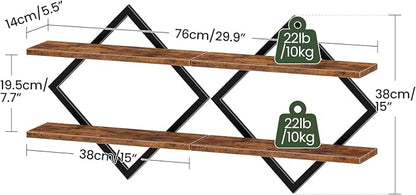 CHOEZON Floating Shelves, 2-Tier Hanging Shelves, Wall Shelf Set of 2, Wall - Image 2
