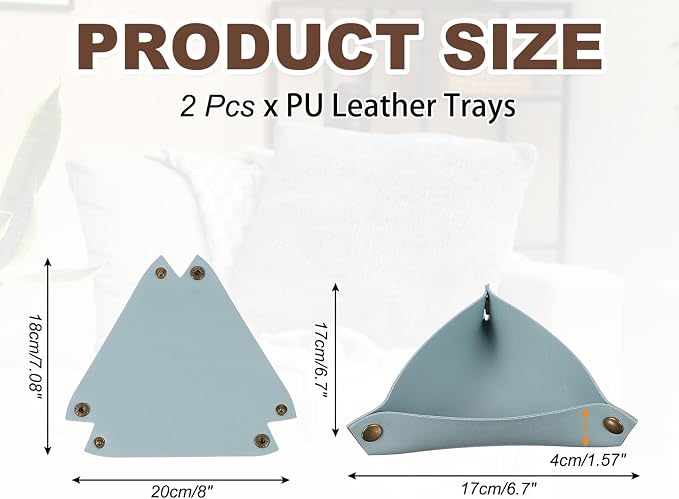 uxcell 2 Pcs Valet Tray for Women and Men, PU Leather Jewelry Tray Entryway - Image 2