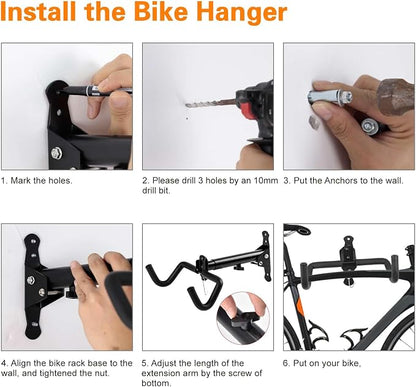 Cyfie Bike Wall Mount Garage Rack, Adjustable Horizontal Bike Storage Hanger - Image 8