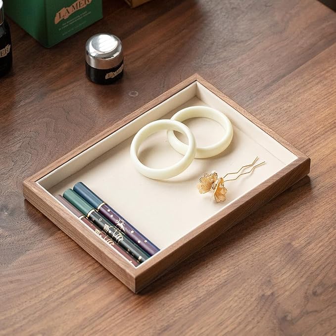 Black Walnut Wooden Flat Jewelry Tray - Image 3