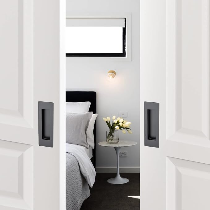 Ravinte 4 Pack Black Sliding Closet Door Handles Black Flush Pulls 4.72in - Image 5