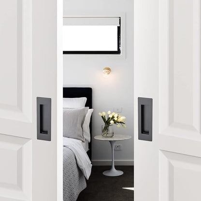 Ravinte 4 Pack Black Sliding Closet Door Handles Black Flush Pulls 4.72in - Image 5