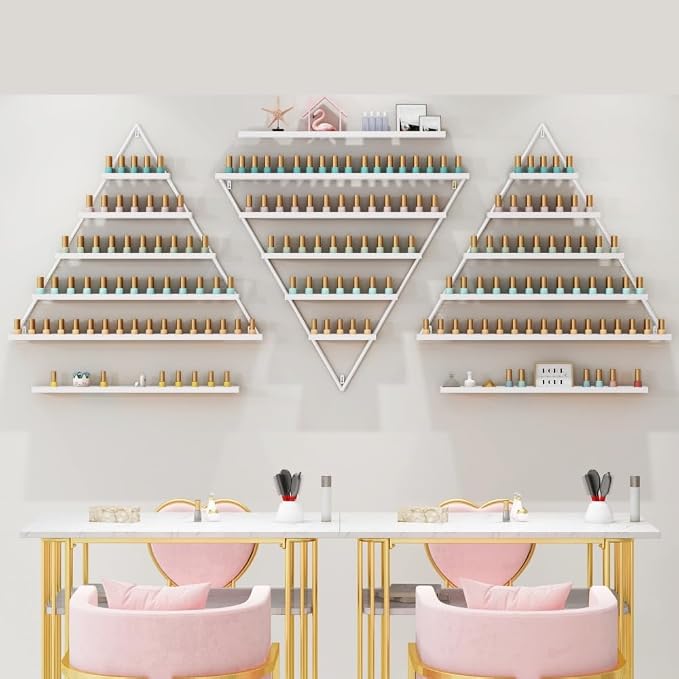 Elegant Gold Wall Mounted Nail Polish Rack - Image 3