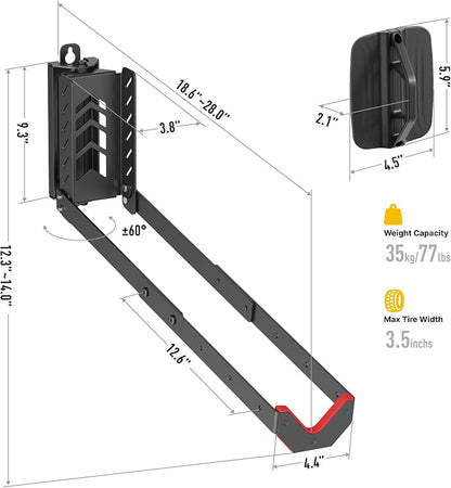 monTEK Swivel Bike Wall Mount, No Heavy Lifting Required Bike Wall Mount - Image 9