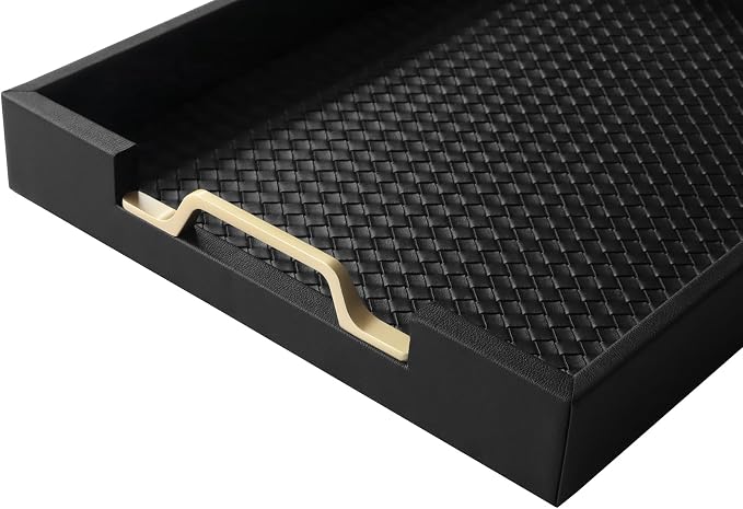 HofferRuffer Faux Leather Rectangle Serving Tray Decor Platter - Image 7