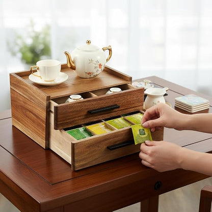 Acacia Wood Tea Bag Organizer - Image 8
