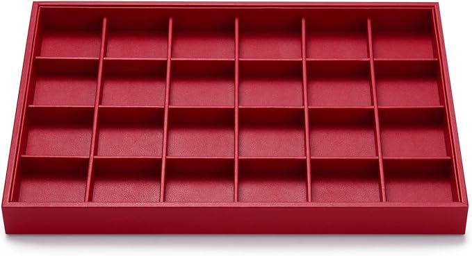 Oirlv Gorgeous Red Leather 24 Gird Jewelry Tray Stackable Jewelry Drawer by Oirlv