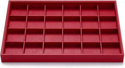 Oirlv Gorgeous Red Leather 24 Gird Jewelry Tray Stackable Jewelry Drawer by Oirlv