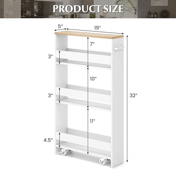 LOKO Slim Storage Cart, 4-Tier Rolling Cart - Image 4