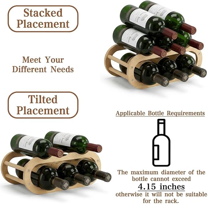 PEKER Wine Rack – Small Countertop Wine Rack & Wine Bottle Holder - Image 4