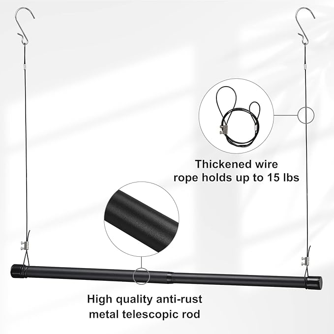 INFLATION Adjustable Closet Rod 15-25 Inch Width, 35 Inch Height Black Stylish - Image 3