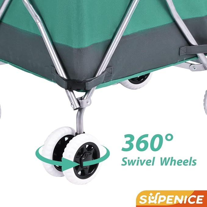 Folding Shopping Cart for Groceries, Water-Resistant Heavy-Duty Canvas Trolley - Image 8