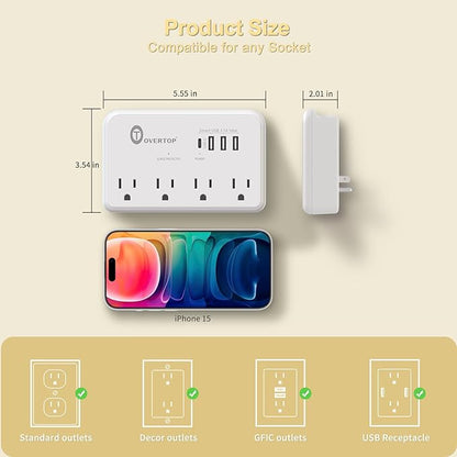 Overtop Wall Outlet Extender Surge Protector - Image 5