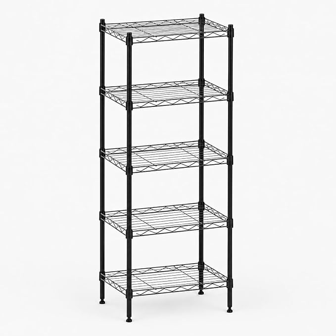 5 Tier Storage Shelves, Metal Wire Shelving Unit, Heavy Duty Adjustable Shelf by ORCHIDLEAF-HOME