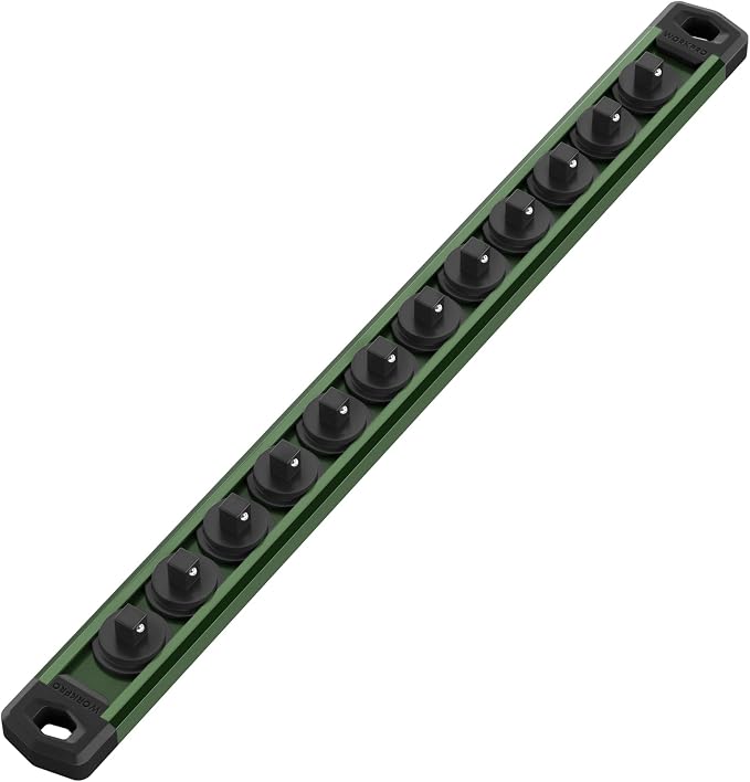 WORKPRO Magnetic Socket Organizer, 1/4-Inch Drive Aluminum Alloy Socket Rail by WORKPRO
