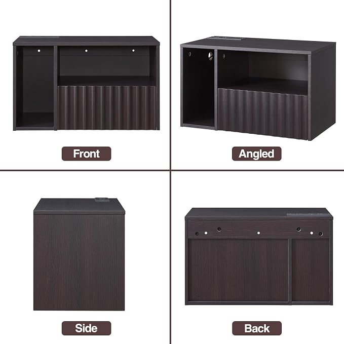 Modern Espresso Fluted Floating Nightstand - Image 9