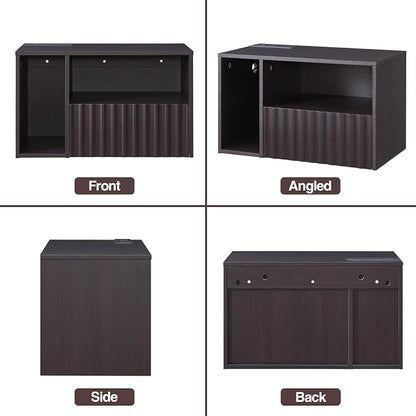 Modern Espresso Fluted Floating Nightstand - Image 8