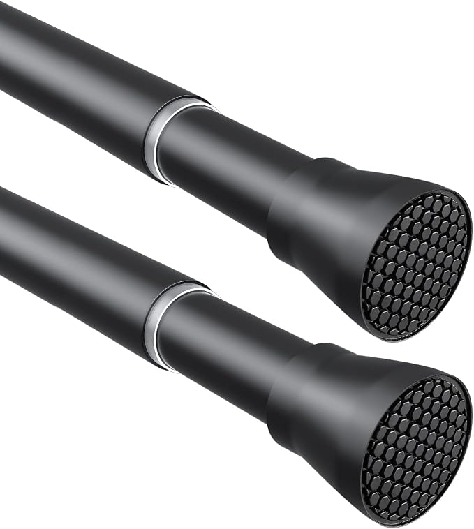 Tension Curtain Rod Black Tension Rod 2pcs Spring Curtain Rod Non Slip Tension by ZipGloTensionRod