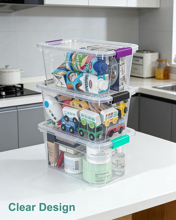 Storage Bins with Lids 6 Pack Clear Storage Containers, 7 Quart Stackable - Image 7