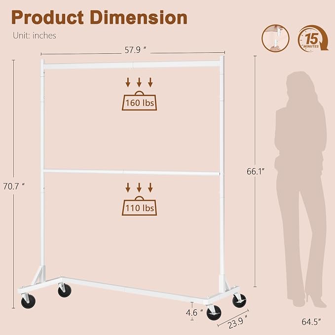 Hoctieon Double Rod Clothes Racks - Image 8