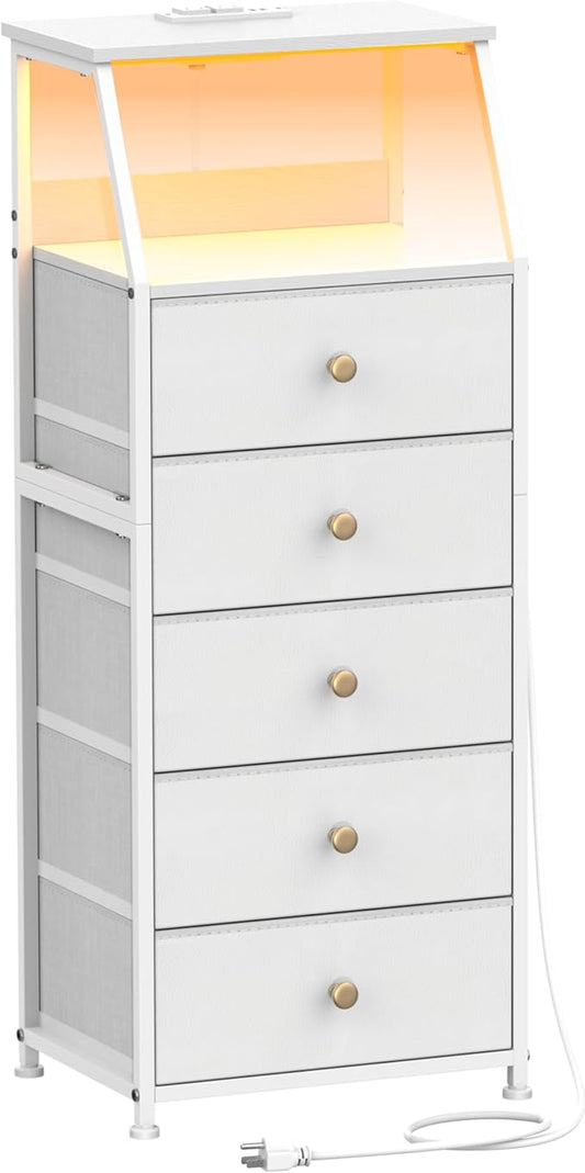 Tohomeor Dresser with Fabric Drawers Nightstand with 2 Tier Shelf Storage Tower by Tohomeor