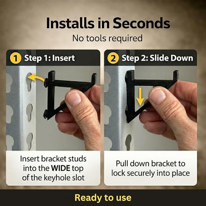 Garage Storage Utility Hooks – Keyhole Shelving Hook Fits Standard Boltless - Image 6
