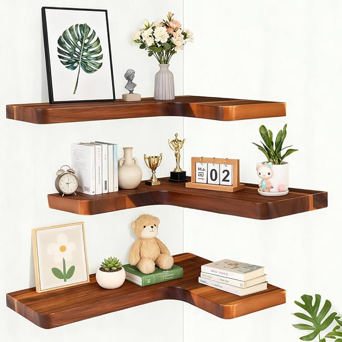 Floating Corner Shelves, Wall Shelf Set of 3, Shelves - Image 6
