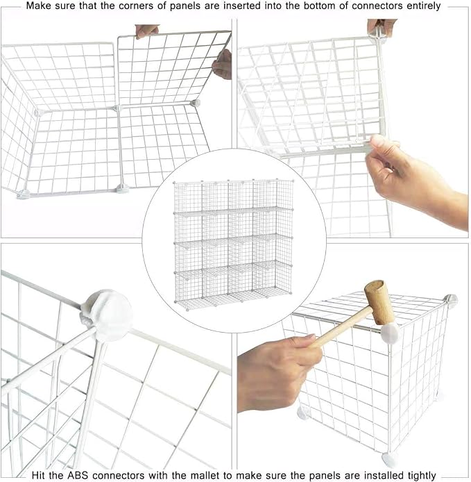 C&AHOME Wire Cube Storage, 16-Cube Organizer Metal Grids Storage, Storage Bins - Image 7