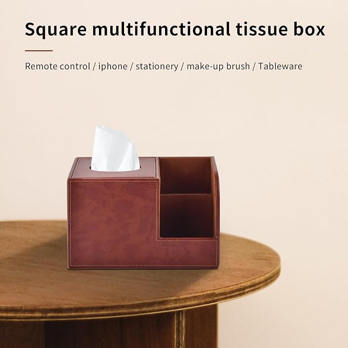 PU Leather Square Tissue Box Cover, Tissue Box - Image 8