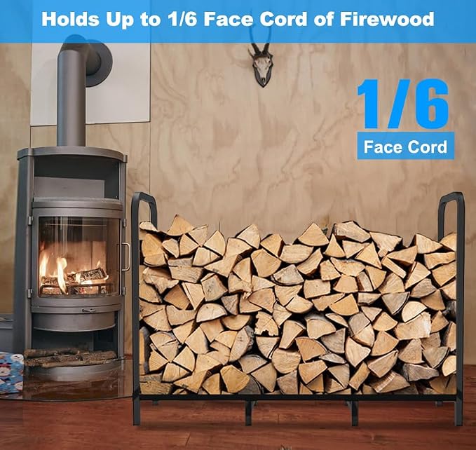 4ft Firewood Rack Holder, Adjustable Heavy Duty Fire Log Stacker Stand - Image 2