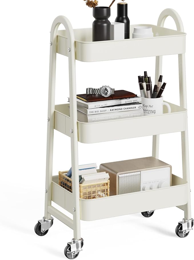 OLIXIS Metal Utility Cart, Mobile Rolling Storage Shelf by OLIXIS