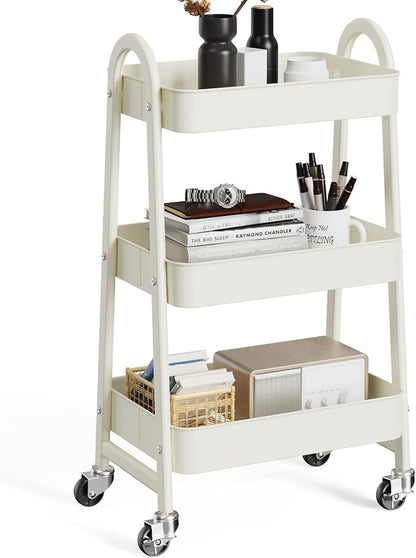 OLIXIS Metal Utility Cart, Mobile Rolling Storage Shelf by OLIXIS