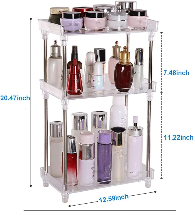 QIYUSHRY Bathroom Organizer Countertop Storage Clear 3 Tier Skincare Organizer - Image 2