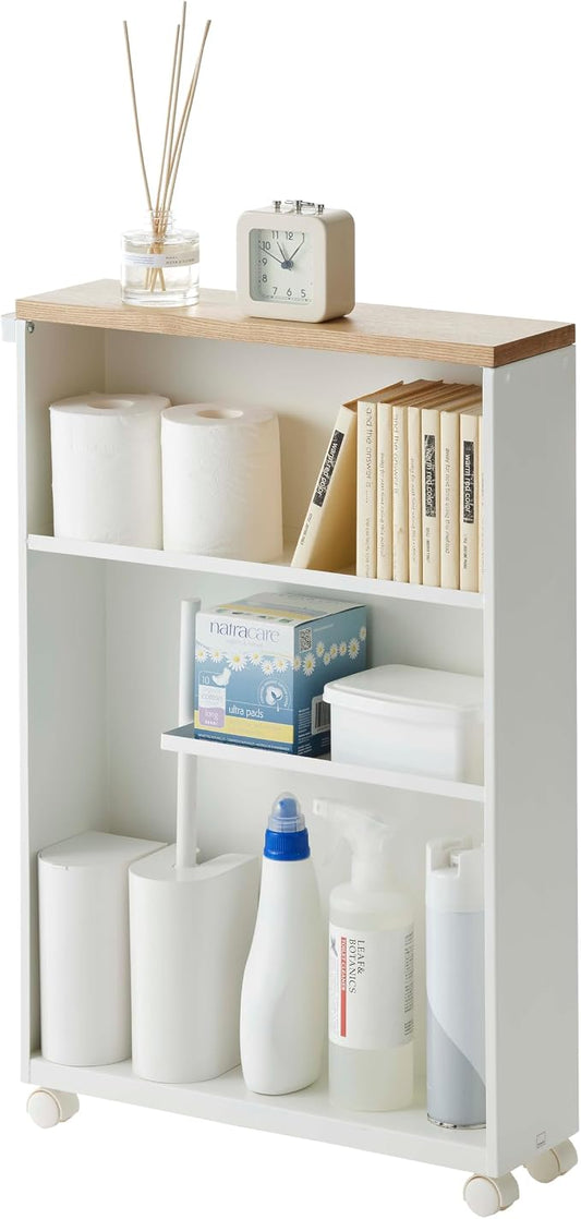 Yamazaki Home Slim Rolling Storage Cart – Narrow Bathroom Storage Cabinet by Unknown